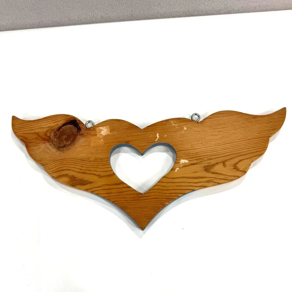 Vintage Hanging Welcome Sign Heart Painted Folk Art Floral Mexico Handcrafted
